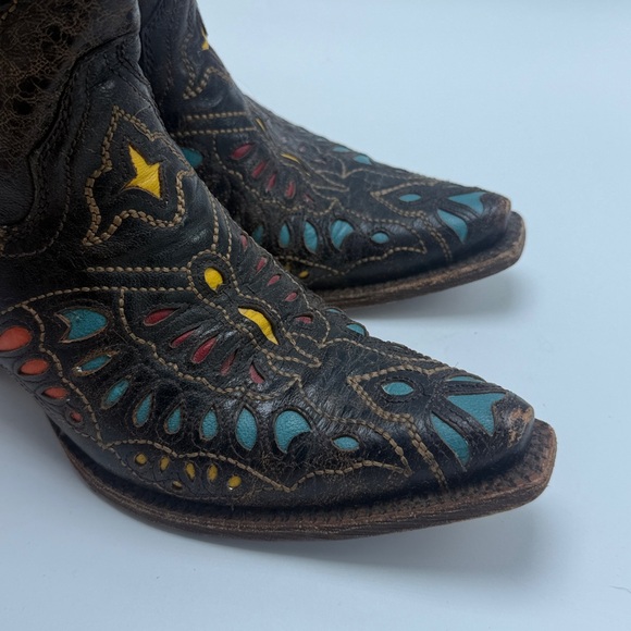 Corral Womens western Cowboy Boots - Black Butterfly Print rainbow size 9 - Picture 2 of 8